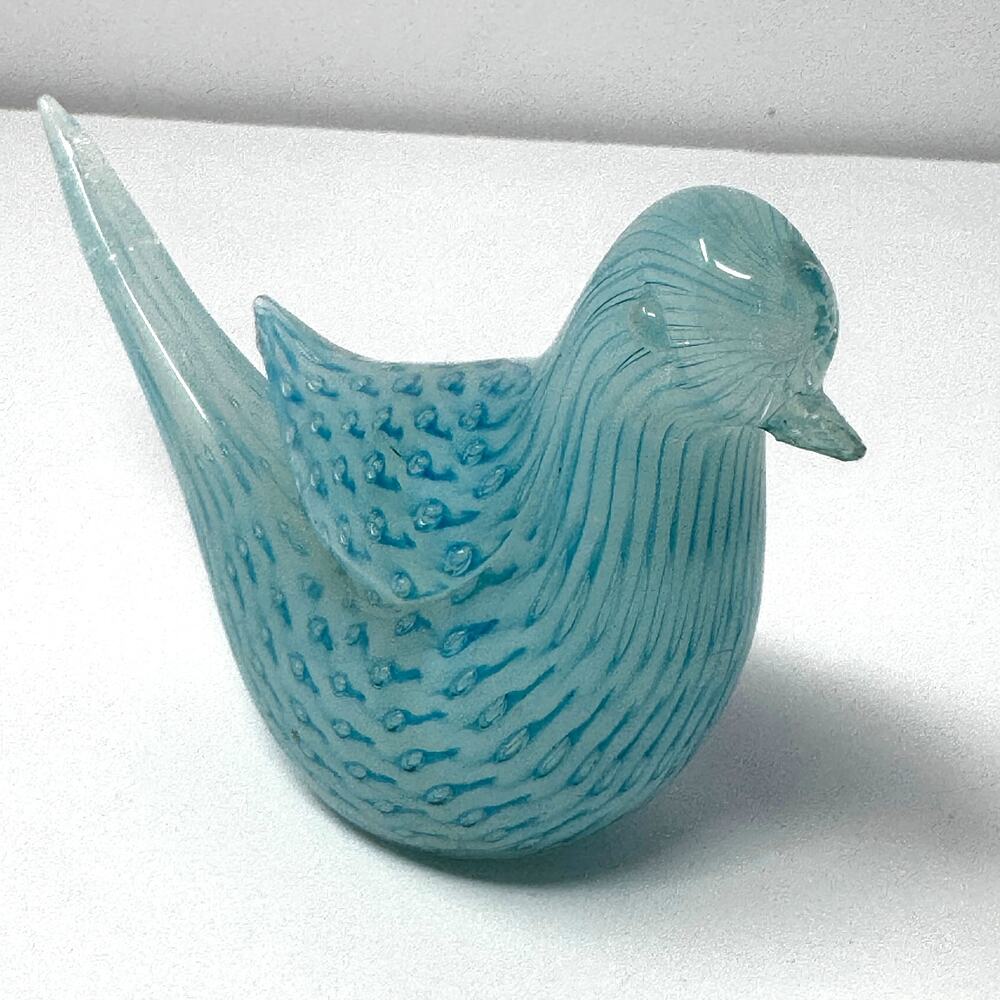 Murano Fratelli Toso Opalescent White Blue Vintage Italian Art Glass Dove
